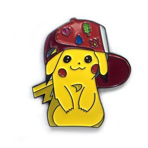 Pikachu with Pokemon Gym Badges Enamel Pin